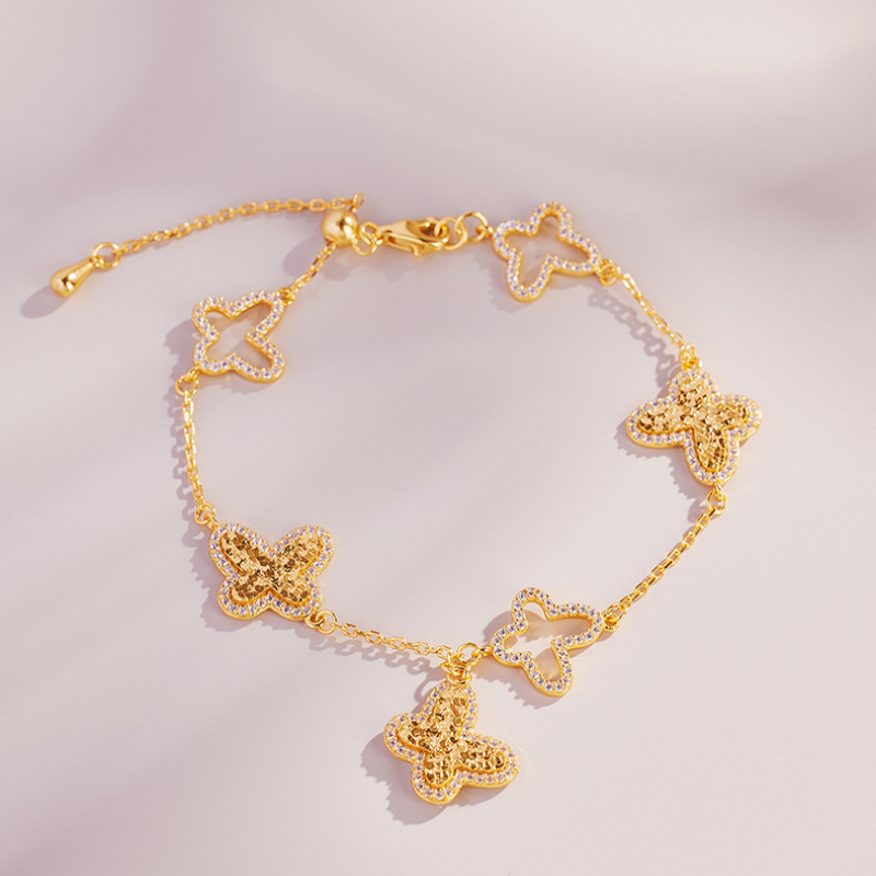 Gold-Tone Silver Butterfly Bracelet-Poetic Wishes