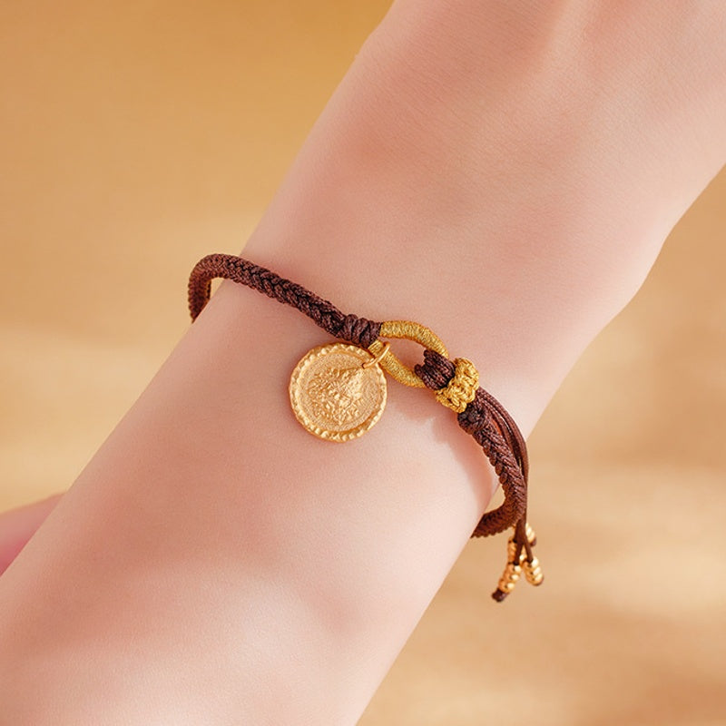 Yellow Wealth Deity Woven Bracelet-Auspicious Rhythm