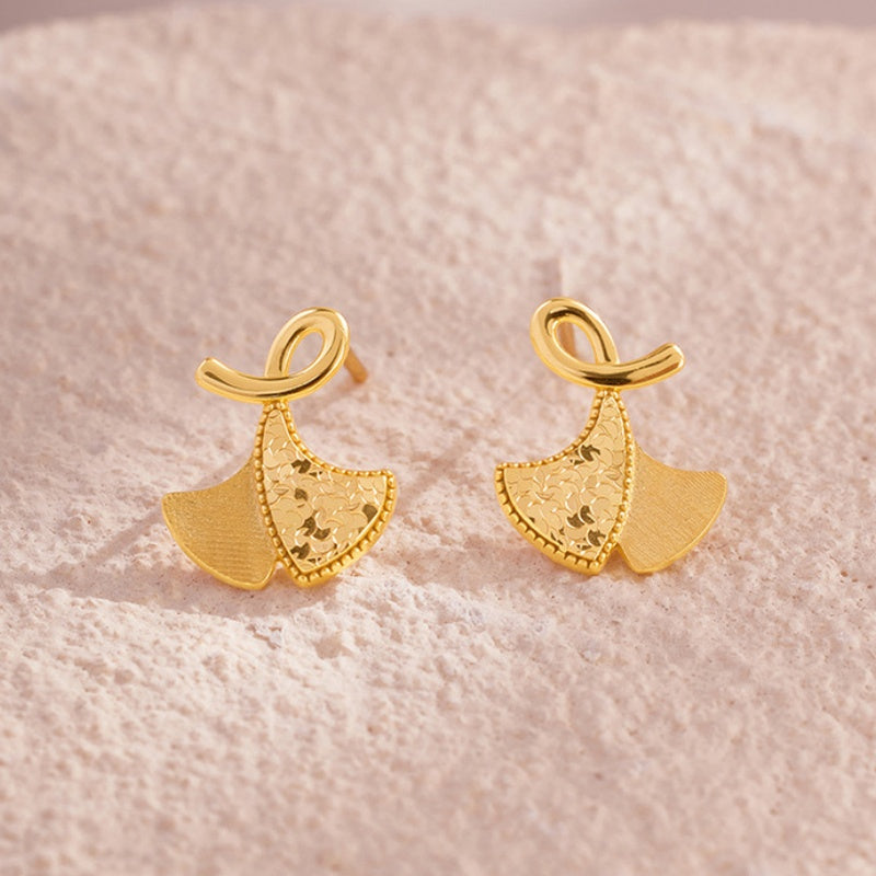 925 Silver Ginkgo Leaf Stud Earrings-Poetic Freedom