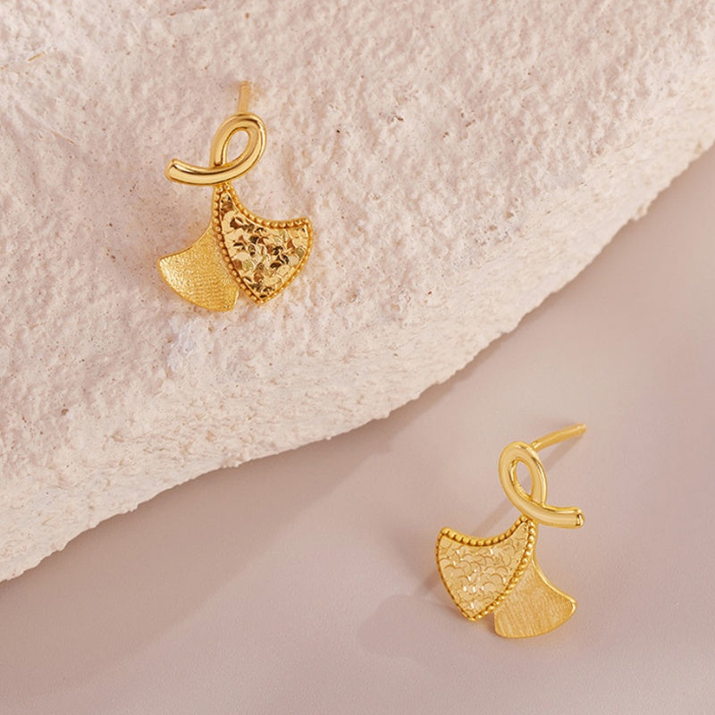 925 Silver Ginkgo Leaf Stud Earrings-Poetic Freedom