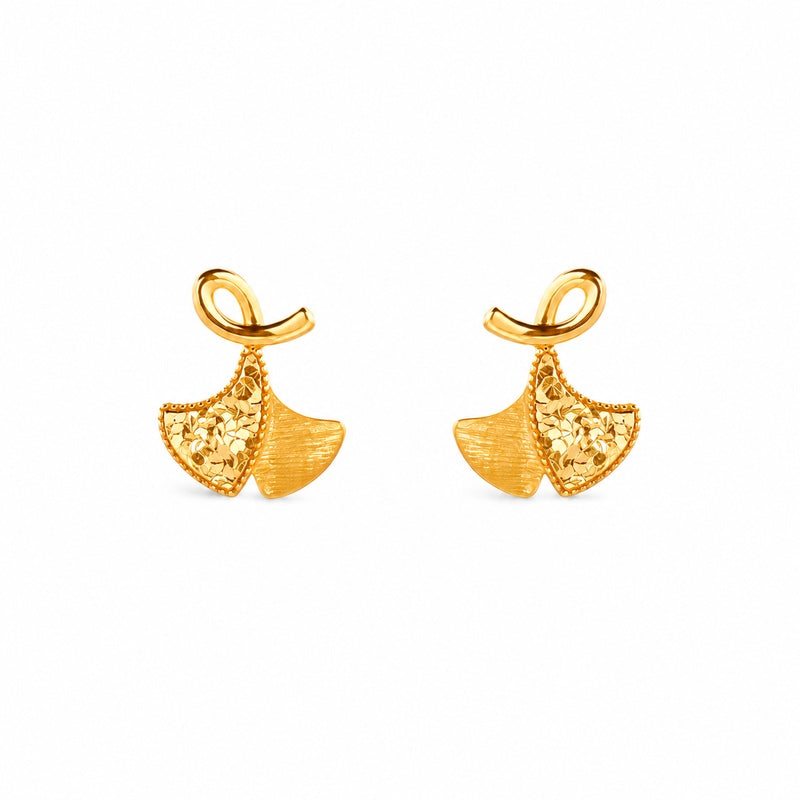925 Silver Ginkgo Leaf Stud Earrings-Poetic Freedom