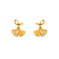 925 Silver Ginkgo Leaf Stud Earrings-Poetic Freedom