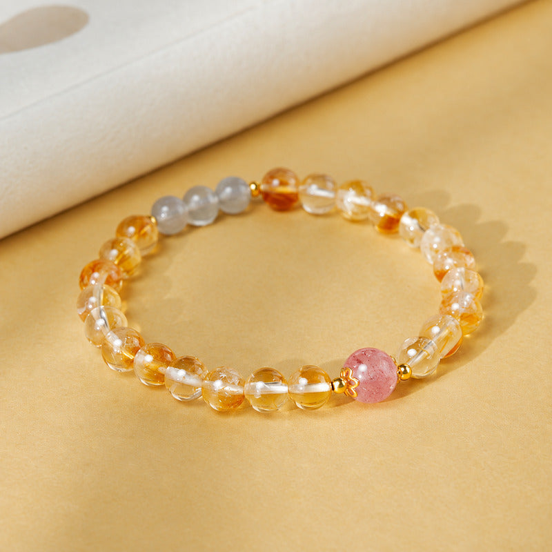 Yellow Tower Quartz Strawberry Crystal Bracelet-Luminous Wishes