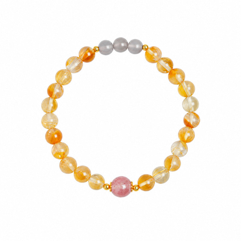 Yellow Tower Quartz Strawberry Crystal Bracelet-Luminous Wishes