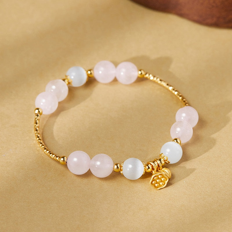 Rose Quartz Lotus Seedpod Bracelet-Lasting Affection