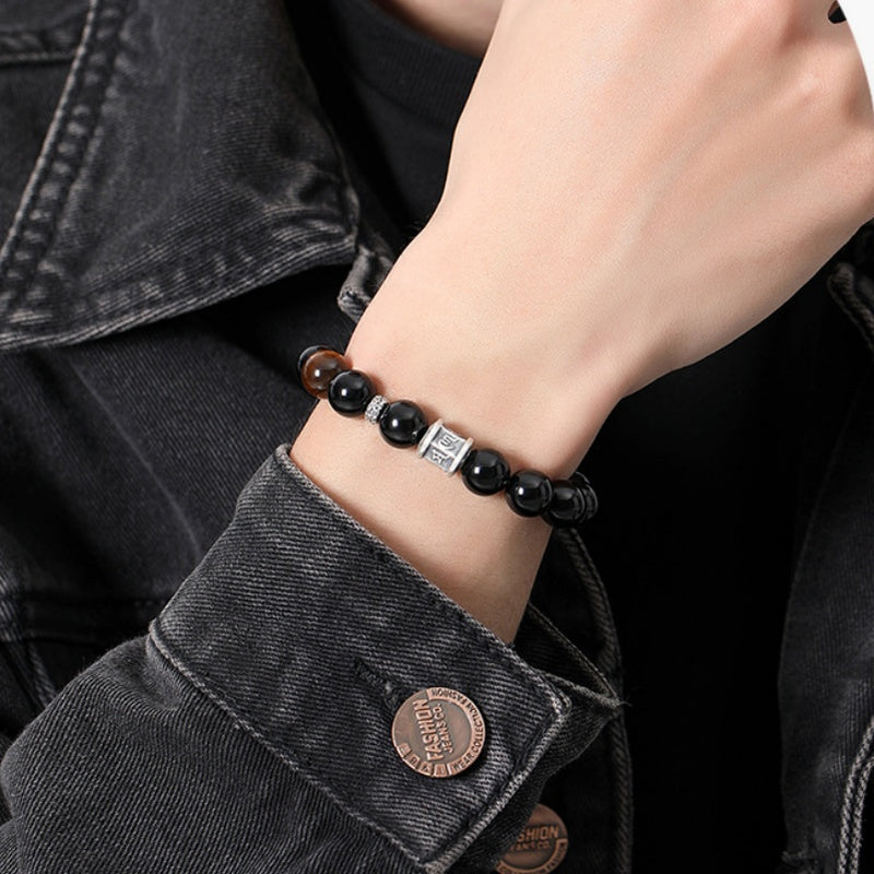 Wishes for Peace-Obsidian Six-Syllable Mantra Bracelet