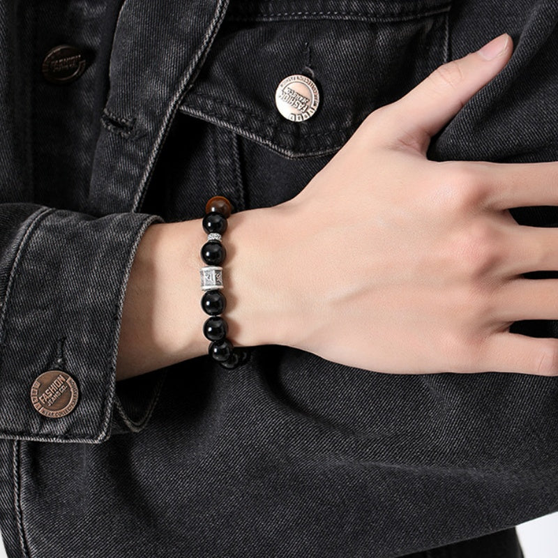 Wishes for Peace-Obsidian Six-Syllable Mantra Bracelet