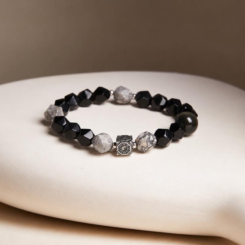 Bagua Map Stone & Obsidian Bracelet-Mystic Balance