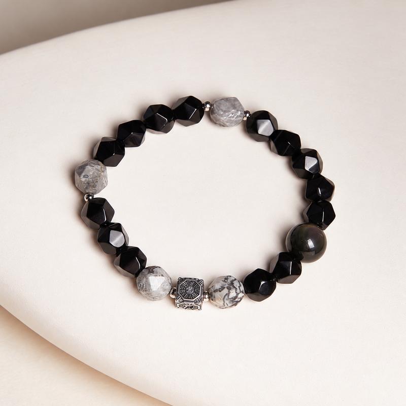 Bagua Map Stone & Obsidian Bracelet-Mystic Balance