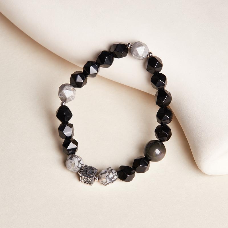 Bagua Map Stone & Obsidian Bracelet-Mystic Balance