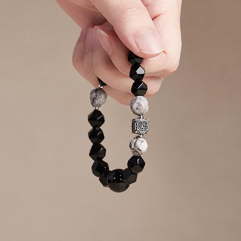 Bagua Map Stone & Obsidian Bracelet-Mystic Balance