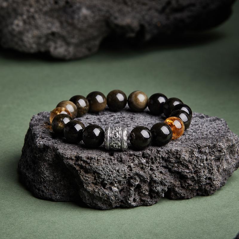 Gold Sheen Obsidian Bracelet-Gleam in the Ink