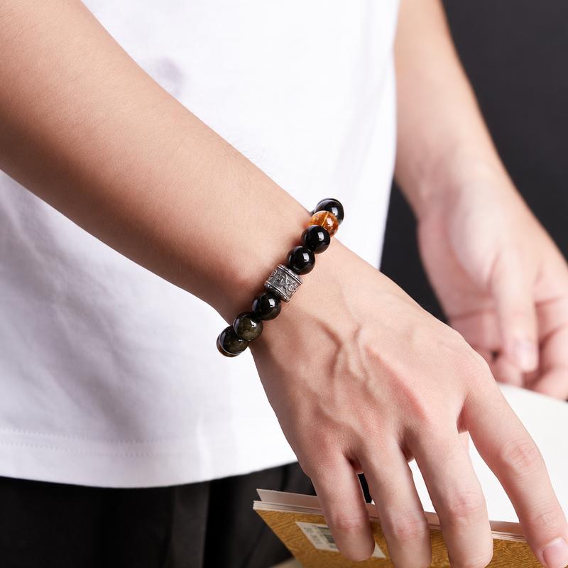 Gold Sheen Obsidian Bracelet-Gleam in the Ink