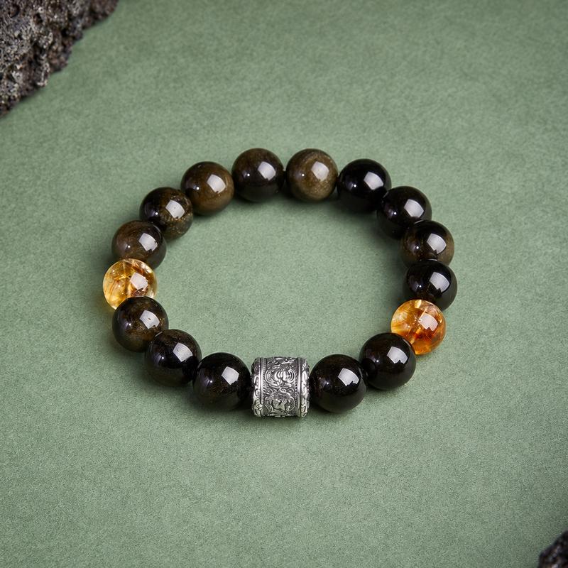 Gold Sheen Obsidian Bracelet-Gleam in the Ink