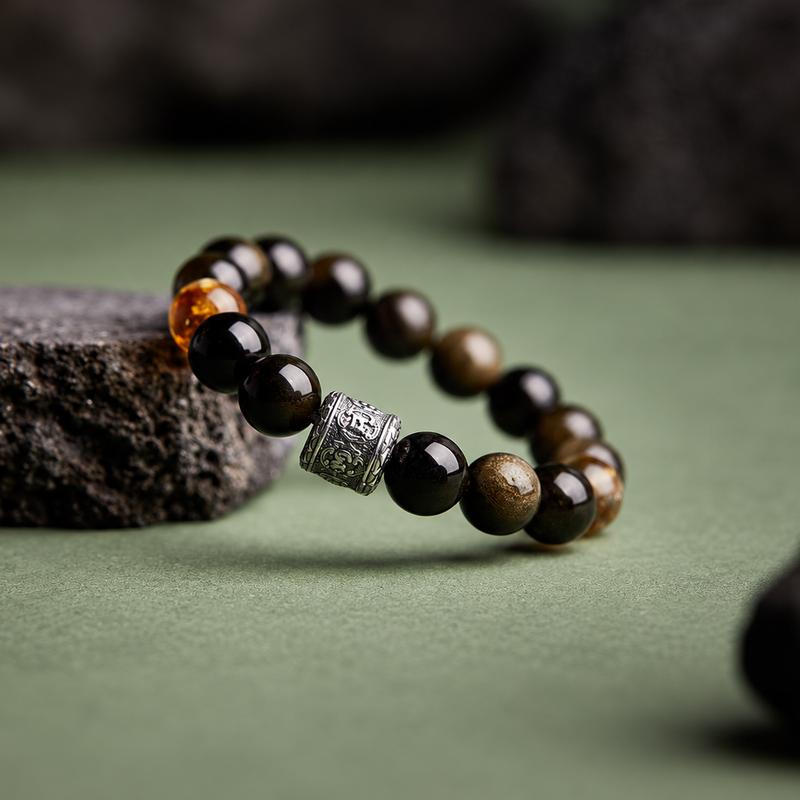 Gold Sheen Obsidian Bracelet-Gleam in the Ink