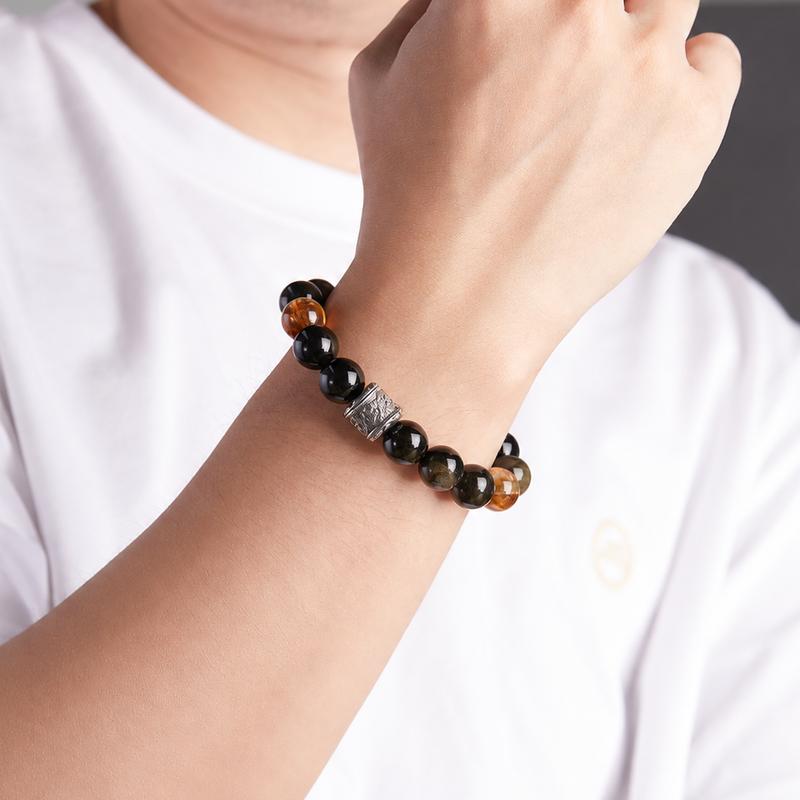 Gold Sheen Obsidian Bracelet-Gleam in the Ink