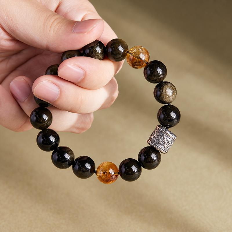 Gold Sheen Obsidian Bracelet-Gleam in the Ink