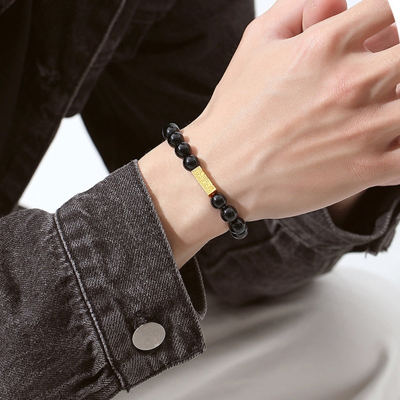 Black Obsidian Blessing Bar Bracelet-Good Fortune