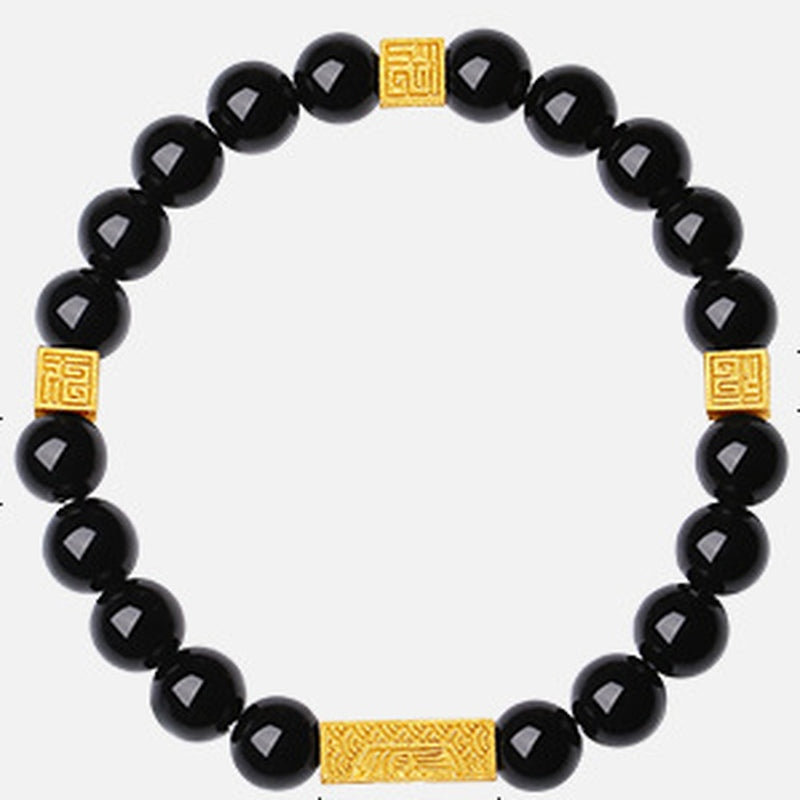 Black Obsidian Blessing Bar Bracelet-Good Fortune