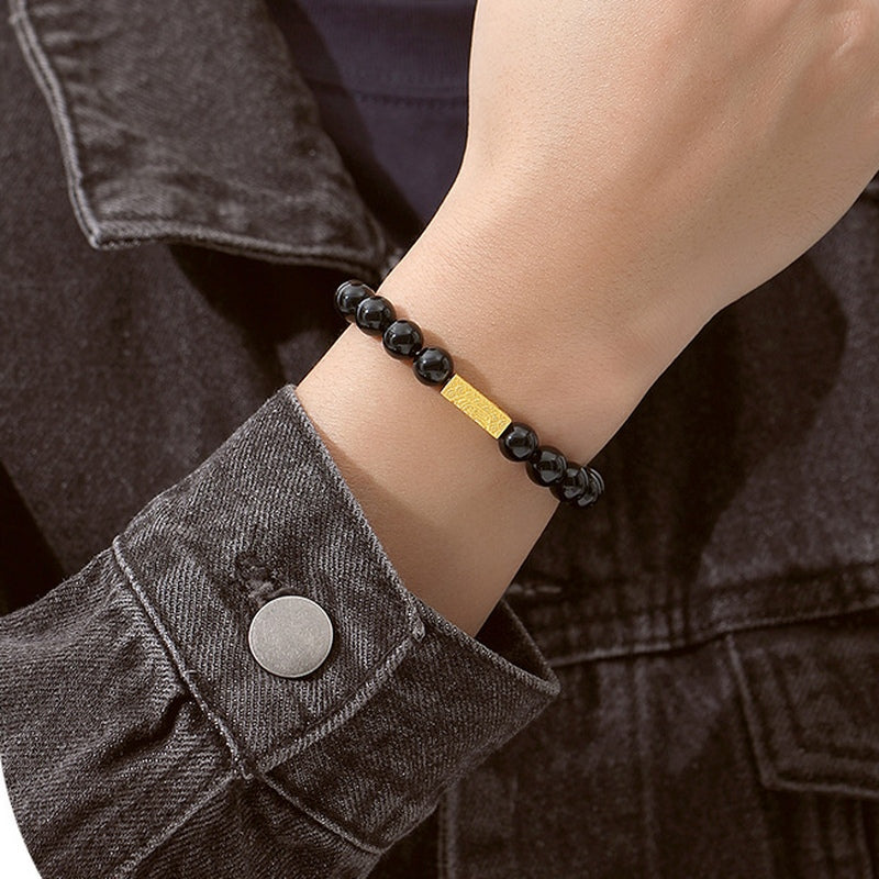 Black Obsidian Blessing Bar Bracelet-Good Fortune