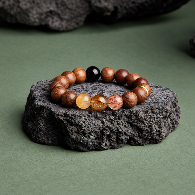 Golden Silk Wood Peace Buckle Bracelet-Woodland Stillness