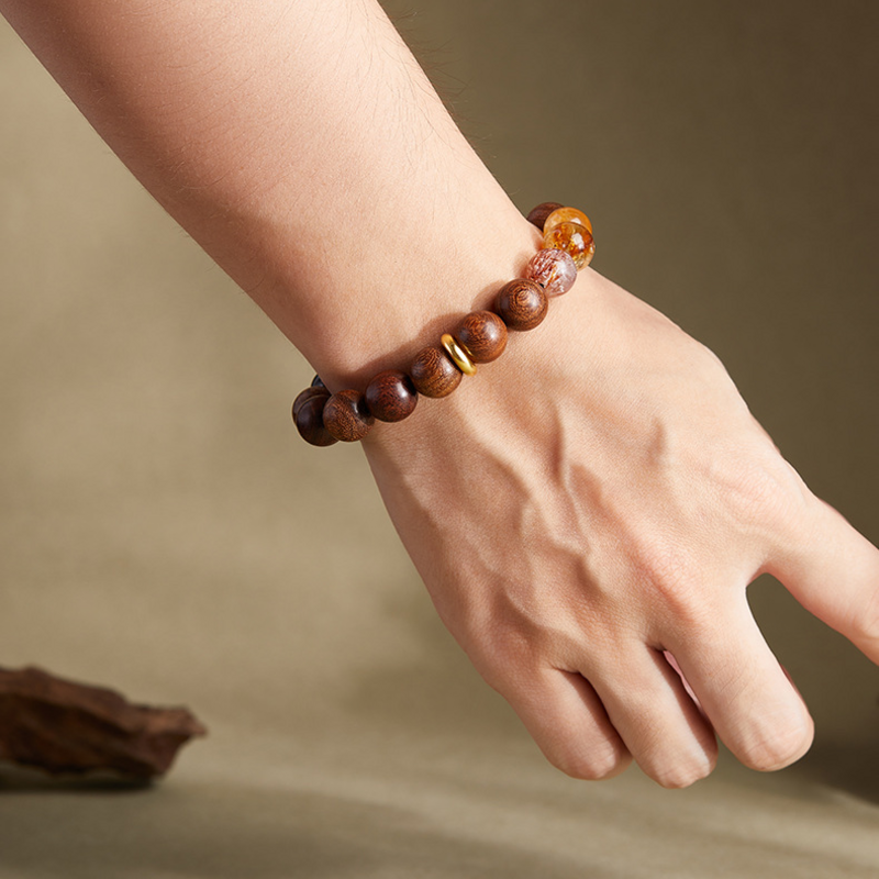 Golden Silk Wood Peace Buckle Bracelet-Woodland Stillness