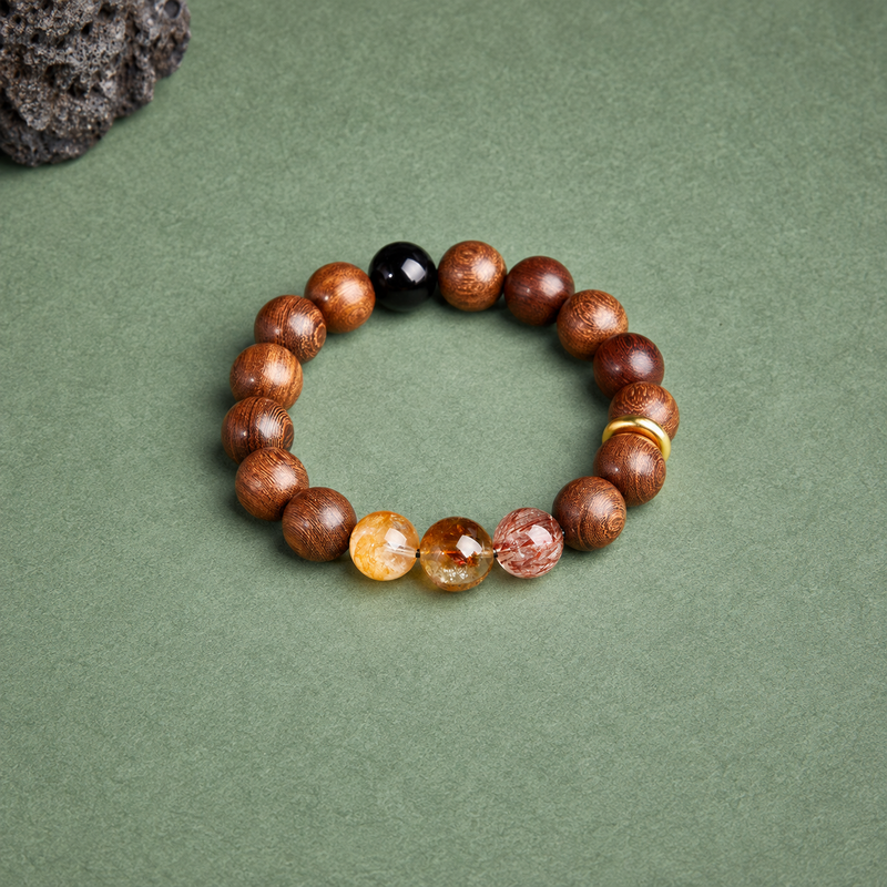 Golden Silk Wood Peace Buckle Bracelet-Woodland Stillness