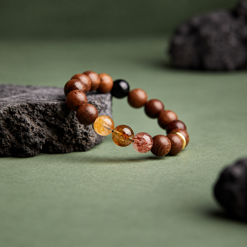 Golden Silk Wood Peace Buckle Bracelet-Woodland Stillness