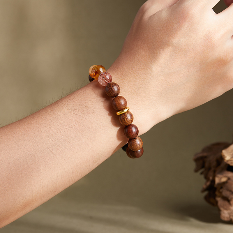 Golden Silk Wood Peace Buckle Bracelet-Woodland Stillness