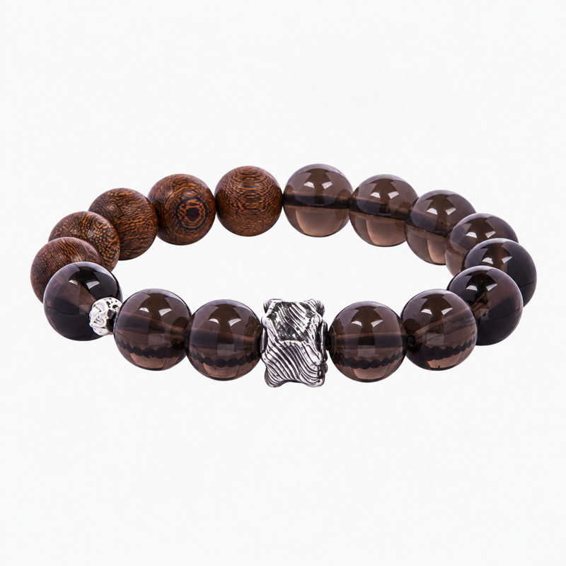 Obsidian & Golden Silk Wood Bracelet-Woodland Whispers