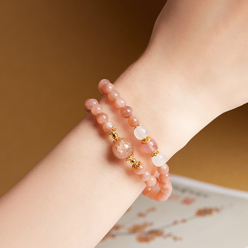 Sunstone Freshwater Pearl Double-Wrap Bracelet-Dawn Whispers