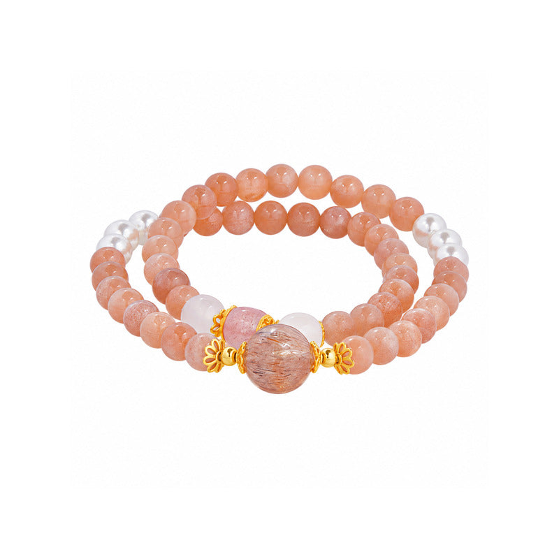 Sunstone Freshwater Pearl Double-Wrap Bracelet-Dawn Whispers