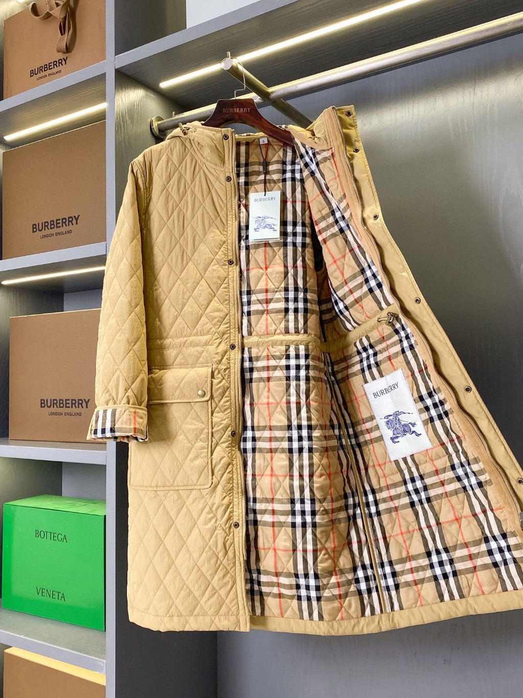 Nylon Quilted Hooded Parka