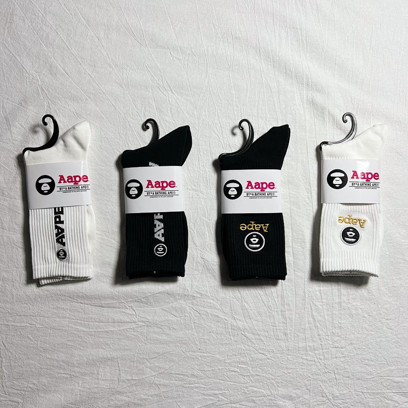 AAPE Crew Socks - White/Black
