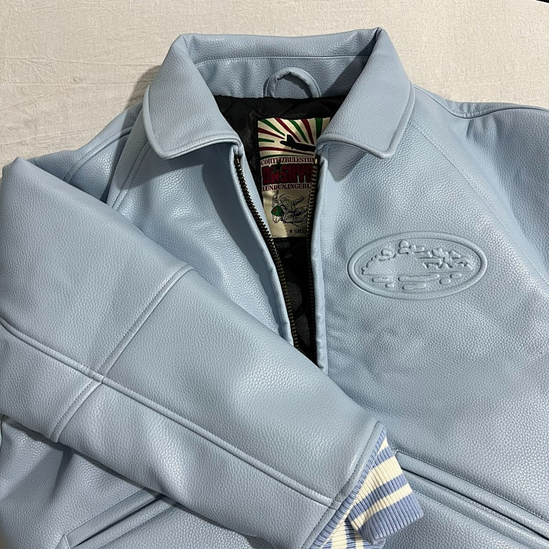Casablanca Leather Jacket - Light Blue