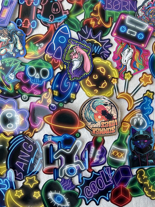 Neon Glow Aesthetic Sticker Pack Collection
