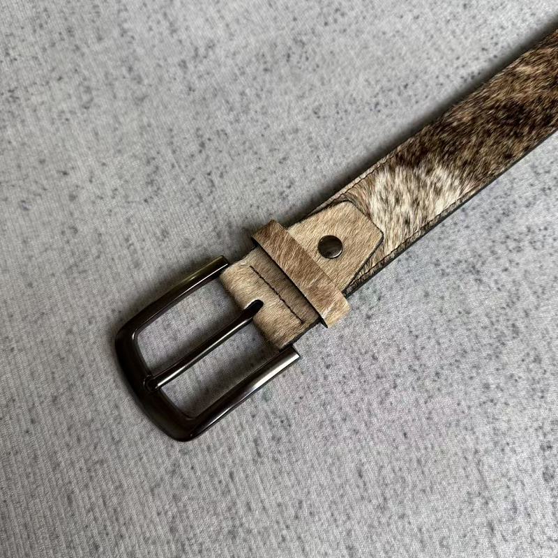 Cowhide Hair-On Belt - Tan/Brown