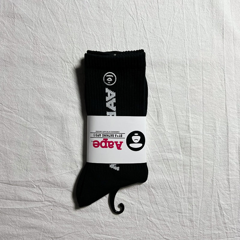 AAPE Crew Socks - White/Black