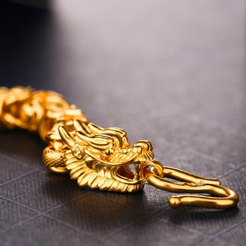 24k Gold Double Dragon Wealth Bracelet