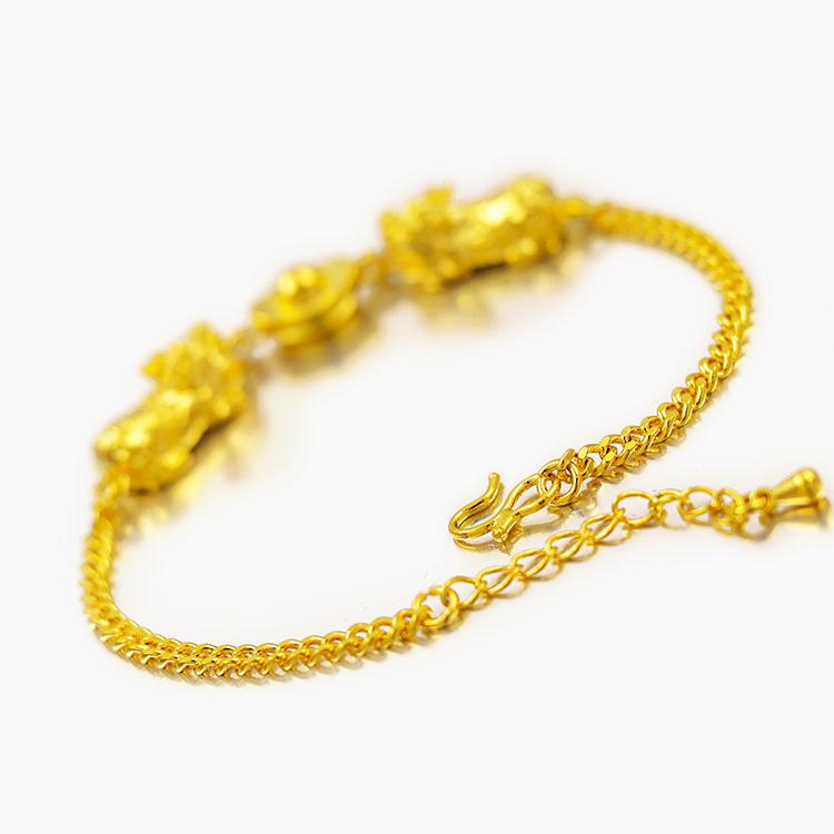24K Gold Double Pixiu Ingot Wealth Bracelet