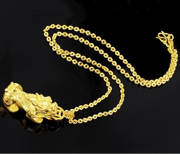 24K Gold Fengshui Pixu Wealth  Pendant Necklace