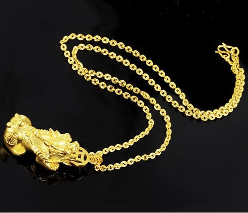 24K Gold Fengshui Pixu Wealth  Pendant Necklace