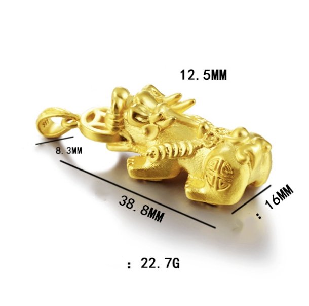 24K Gold Fengshui Pixu Wealth  Pendant Necklace