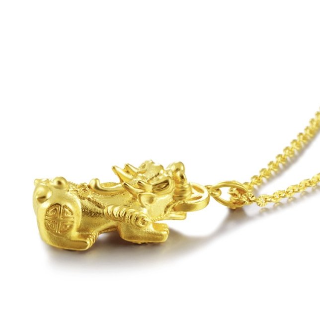24K Gold Fengshui Pixu Wealth  Pendant Necklace