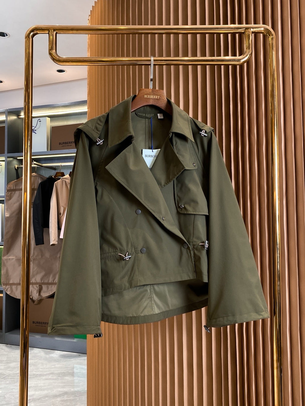 Drawstring Cropped Trench Jacket