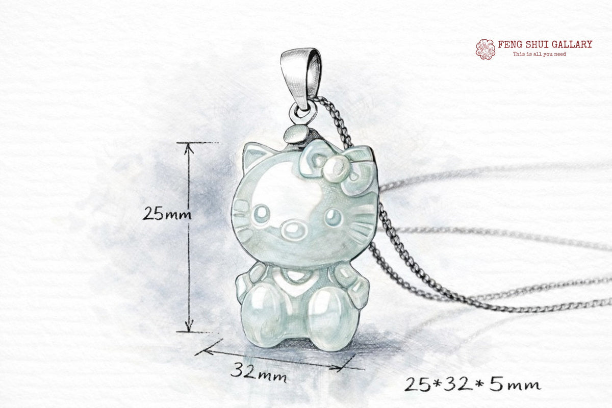 Natural Jade Cat Necklace-Good Fortune and Luck