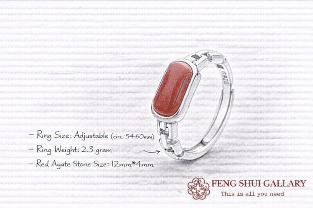 Red Agate Vintage Silver Ring-Luck Prosperity