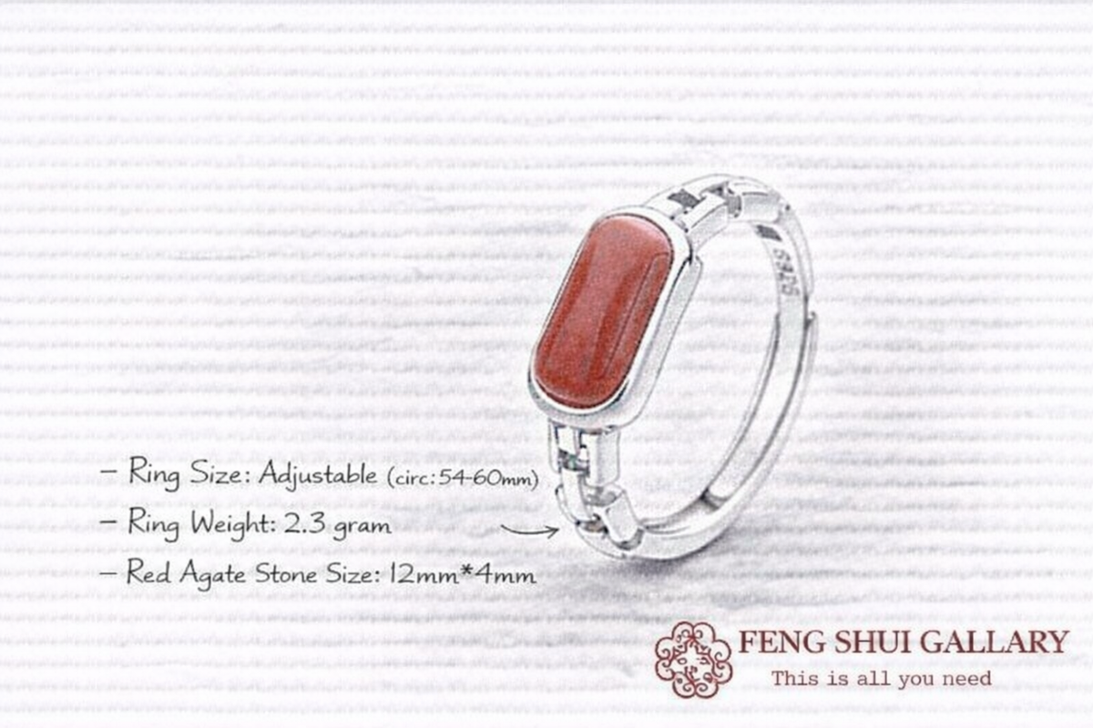 Red Agate Vintage Silver Ring-Luck Prosperity