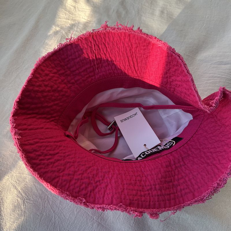 Jacquemus Pink Frayed Brim Bucket Hat