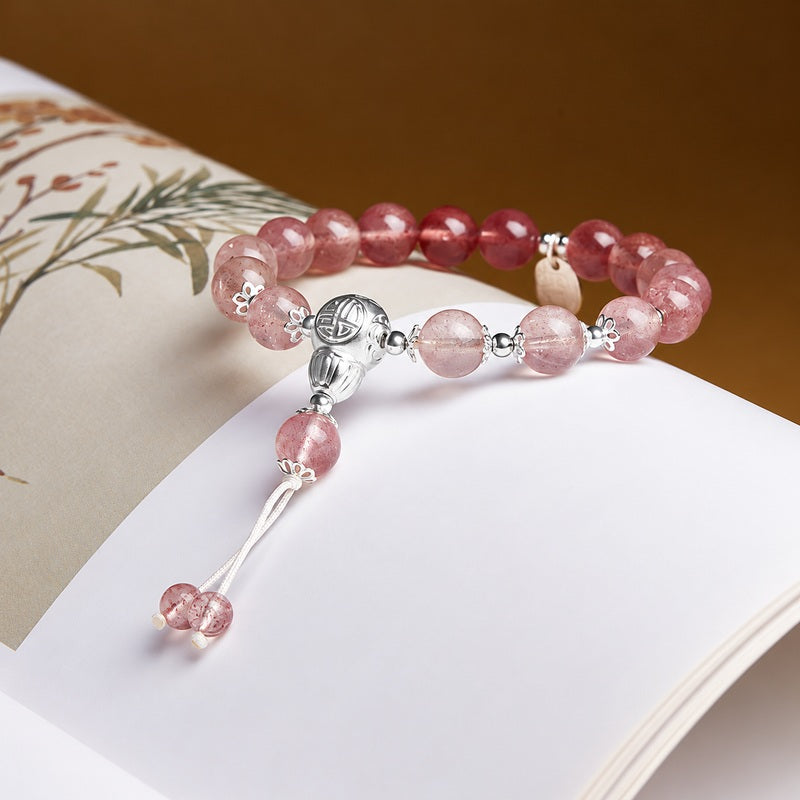Strawberry Crystal Blessing Plaque Bracelet-Berry Blessings
